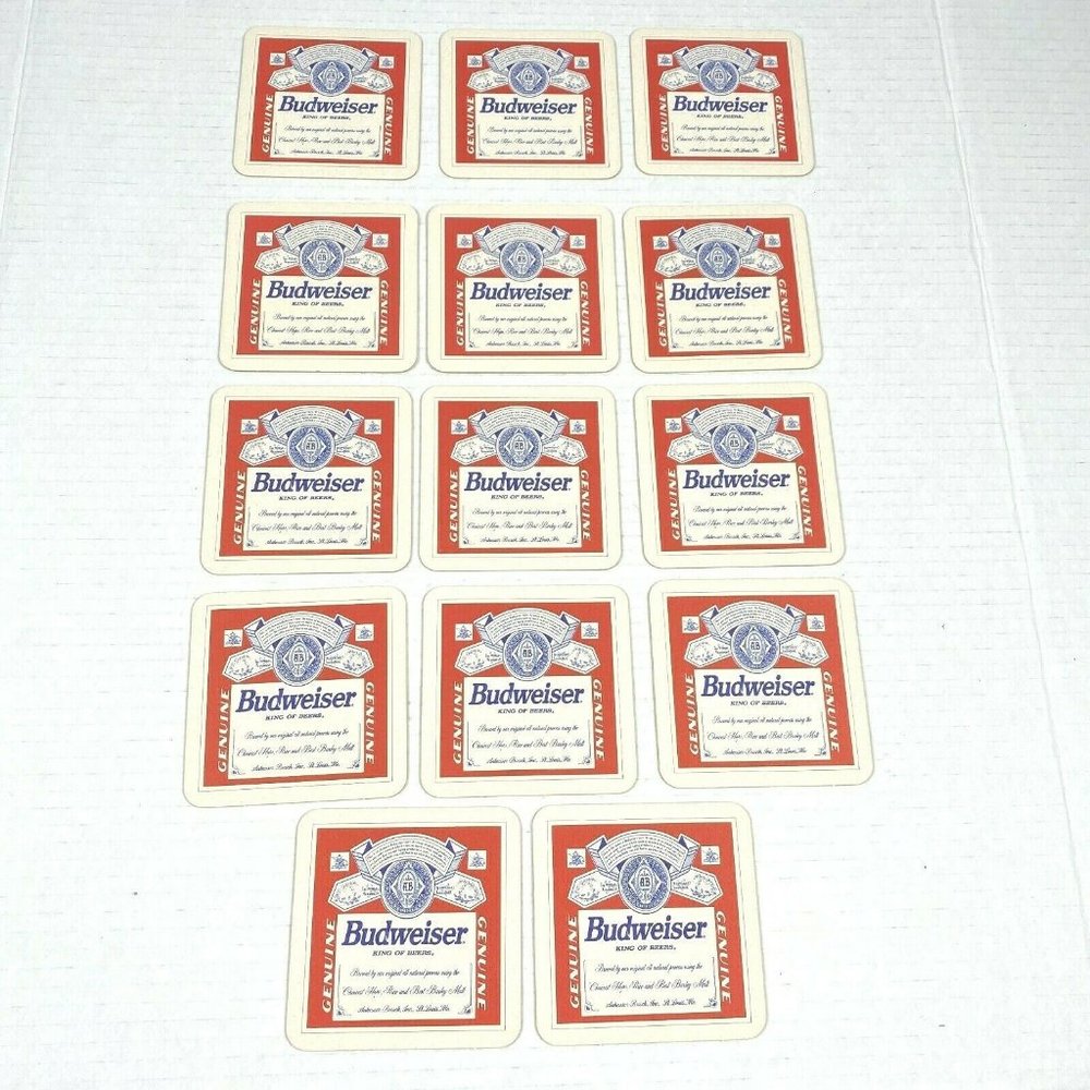 Set of 15 Bud Beer Budweiser Cardboard‎ Paper Drink Coasters Barware Brewriana